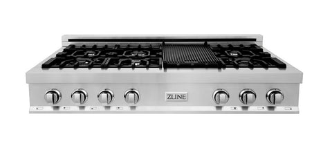 ZLINE 48" Porcelain Gas Stovetop with 7 Gas Burners and Griddle RT48