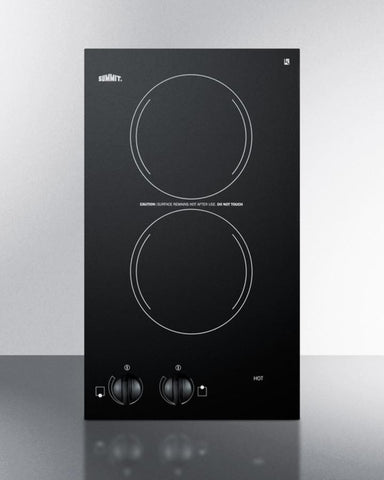 115V two-burner cooktop in black ceramic glass, made in Europe CR2110 - Good Wine Coolers
