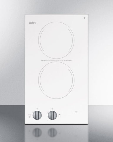 115V two-burner cooktop in white ceramic glass CR2110WH - Good Wine Coolers