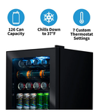 Newair 126 Can Freestanding Beverage Fridge in Onyx Black with Adjustable Shelves AB-1200B