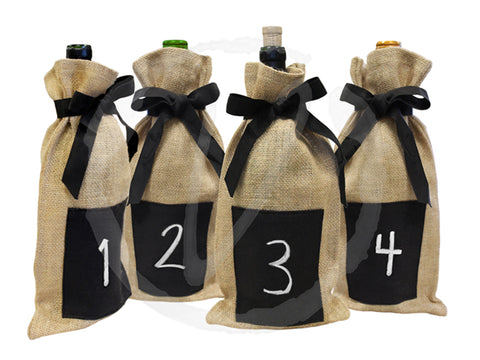 Vinotemp Epicureanist Jute Chalkboard Wine Bag (S/4) EP-JTCHLK001 - Good Wine Coolers