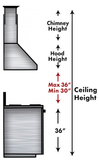 ZLINE 1-36in. Chimney Extension for 9ft. to 10ft. Ceilings (1PCEXT-KE/KECOM-30)