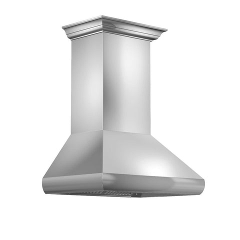 ZLINE 36" Professional Convertible Vent Wall Mount Range Hood in Stainless Steel with Crown Molding (587CRN-36)
