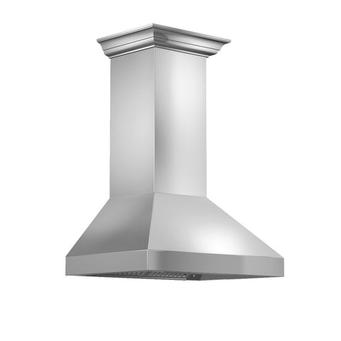 ZLINE 42" Professional Convertible Vent Wall Mount Range Hood in Stainless Steel with Crown Molding (597CRN-42)