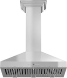 ZLINE 48" Convertible Vent Convertible Vent Wall Mount Range Hood in Stainless Steel with Crown Molding (KL3CRN-48)