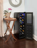 Koolatron 18 Bottle Slim Dual Zone Wine Cooler, Black Thermoelectric Wine Fridge WC18 MG