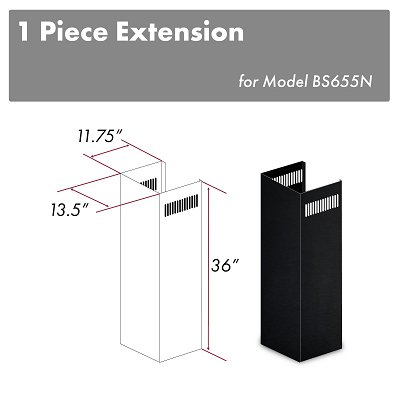 ZLINE 1-36" Chimney Extensions for 10 ft. to 12 ft. Ceilings (1PCEXT-BS655N)