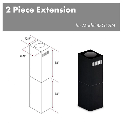ZLINE 2-36" Chimney Extensions for 10 ft. to 12 ft. Ceilings in Black Stainless (2PCEXT-BSGL2iN)