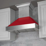 ZLINE Ducted ZLINE DuraSnow Stainless Steel® Range Hood with Red Gloss Shell (8654RG)